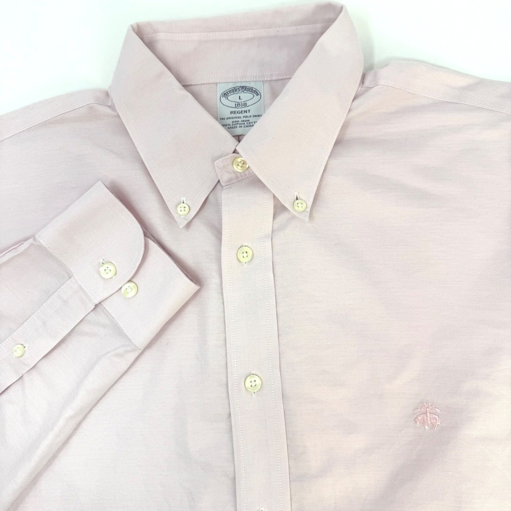 Brooks Brothers Regent 1818 Mens Large‎ Pink Supima Cotton Button Down Shirt